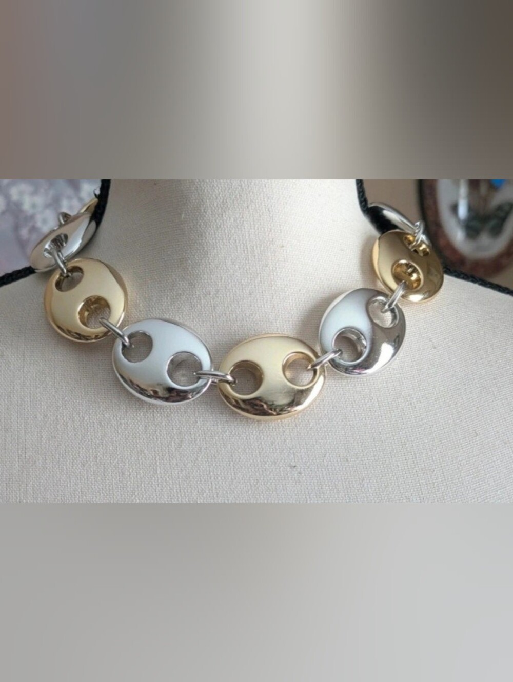 Gold and Silver Link Disc Necklace - Women Jewelry